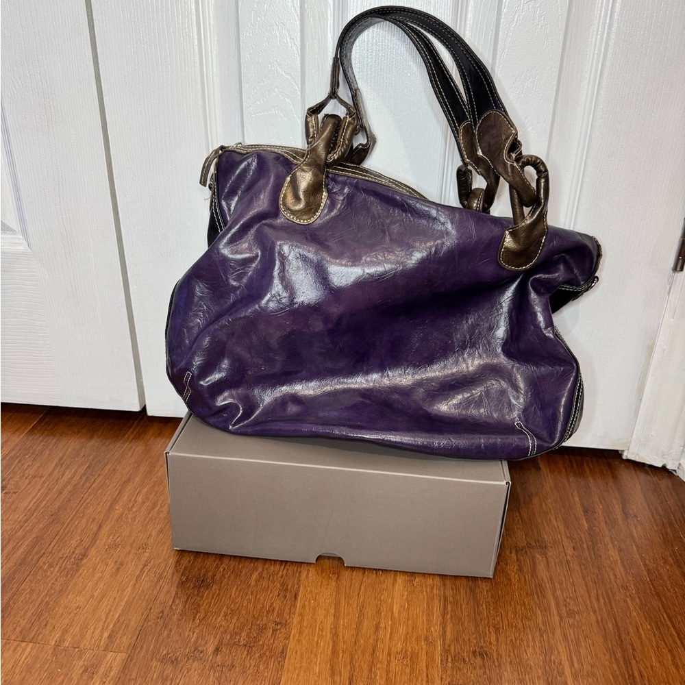 Purple Leather Women's Bag